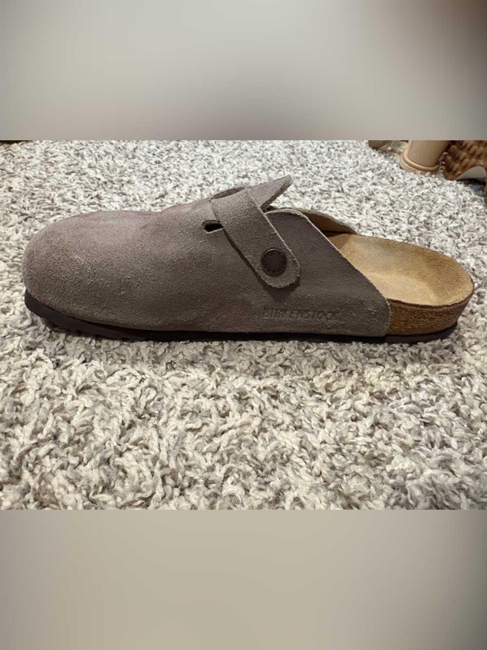 Birkenstock Suede Boston Clog in Taupe Gray - Picture 3 of 3
